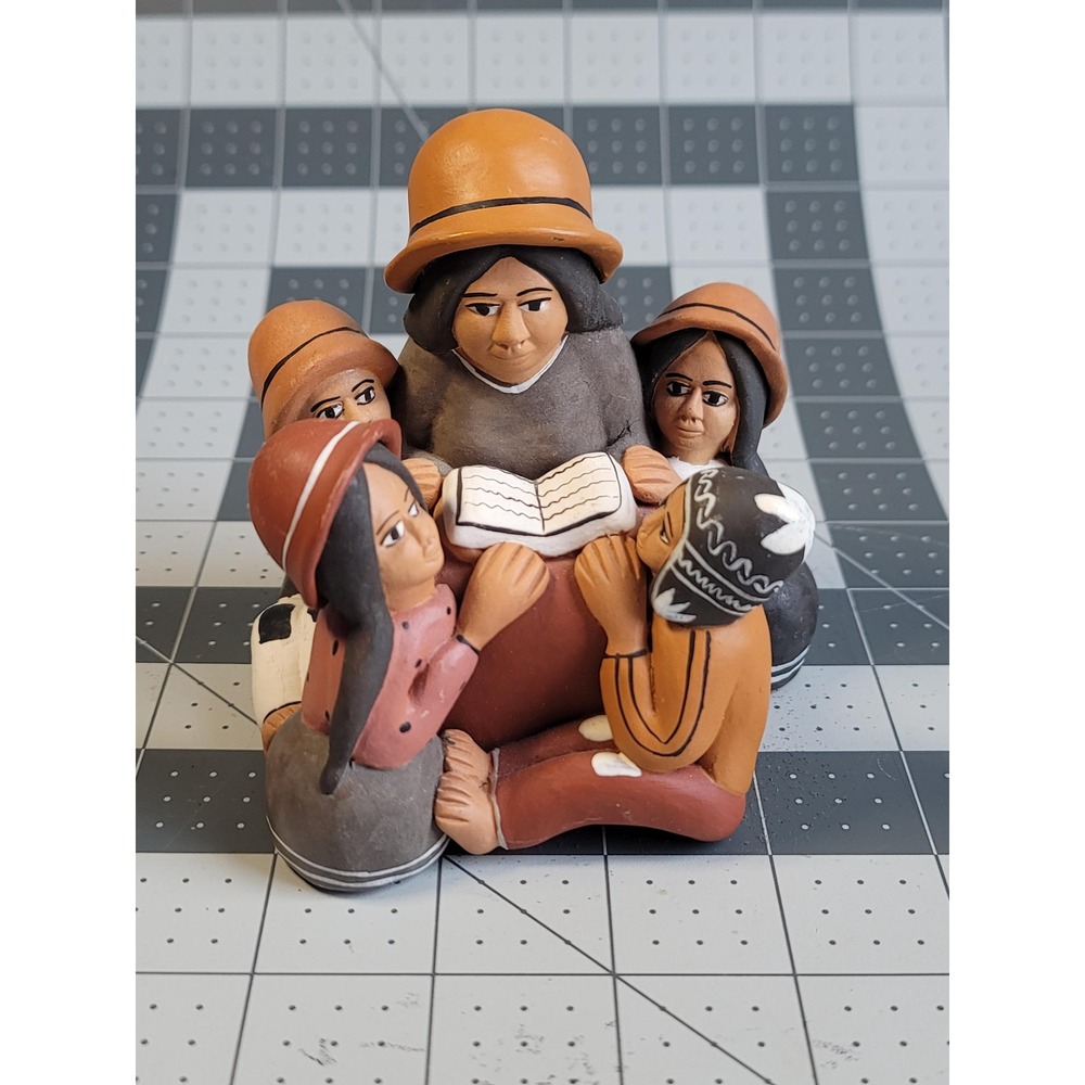 Folk Art Peru Pottery Redware Maurelio H Storyteller With Children